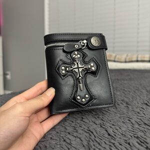 Cross Skull Hardware PU Leather Wallet